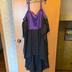 Purple and Black Off-Shoulder witch dress costume